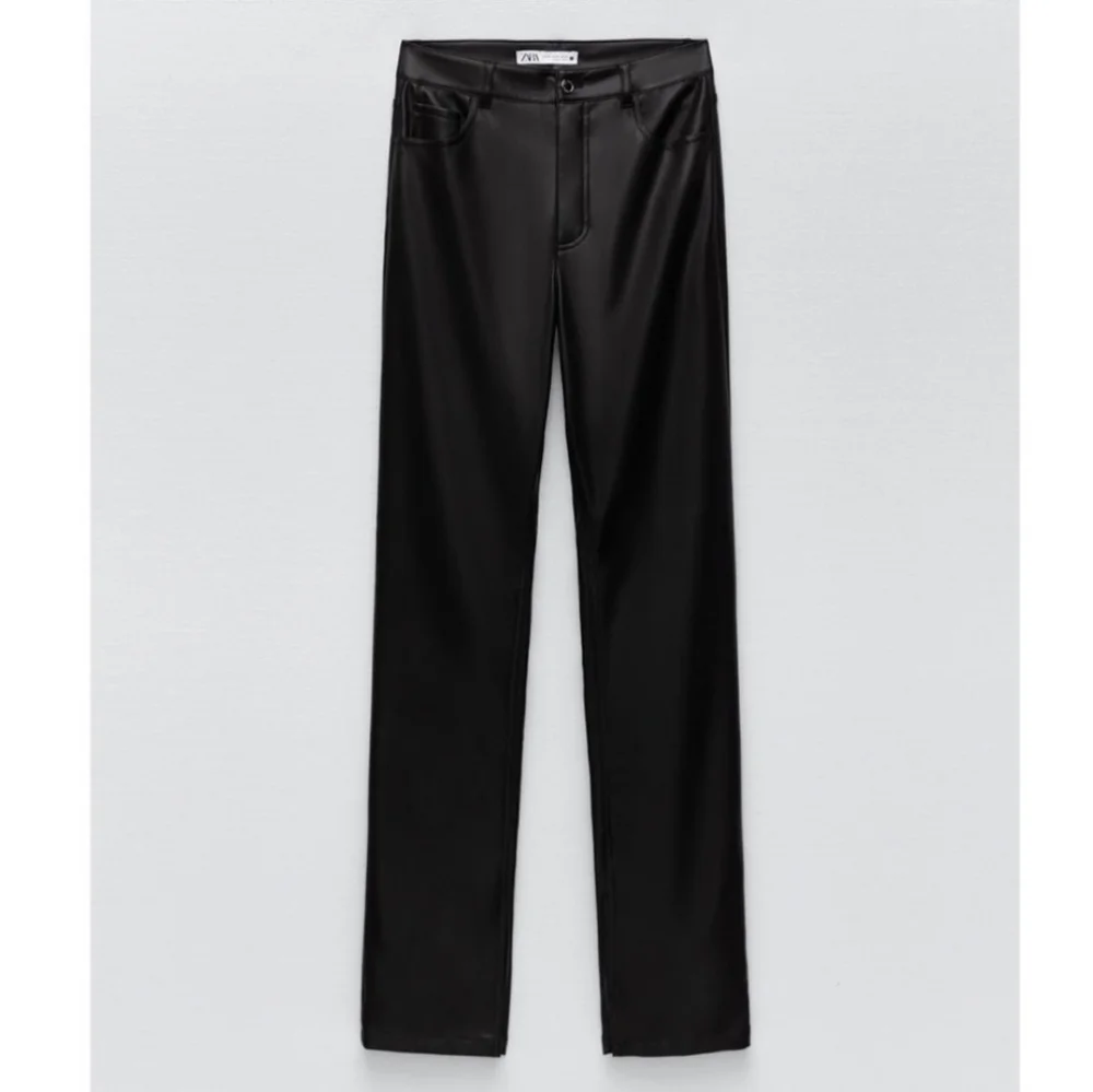 Zara Extra Long Faux Leather Leggings Pants Black Size 0 and 2